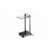 Deco 248 C-shaped accent table with rectangular glass top and bronze metal frame