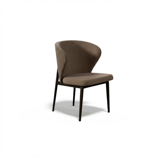 Seville 4082 dining chair with taupe upholstery and dark tapered legs